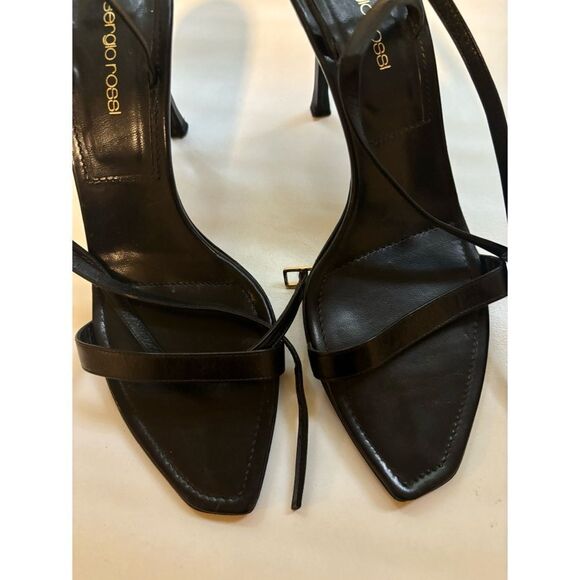 1980’s Sergio Rossi Black Leather Strappy Heels Size 40/10 - Picture 3 of 8
